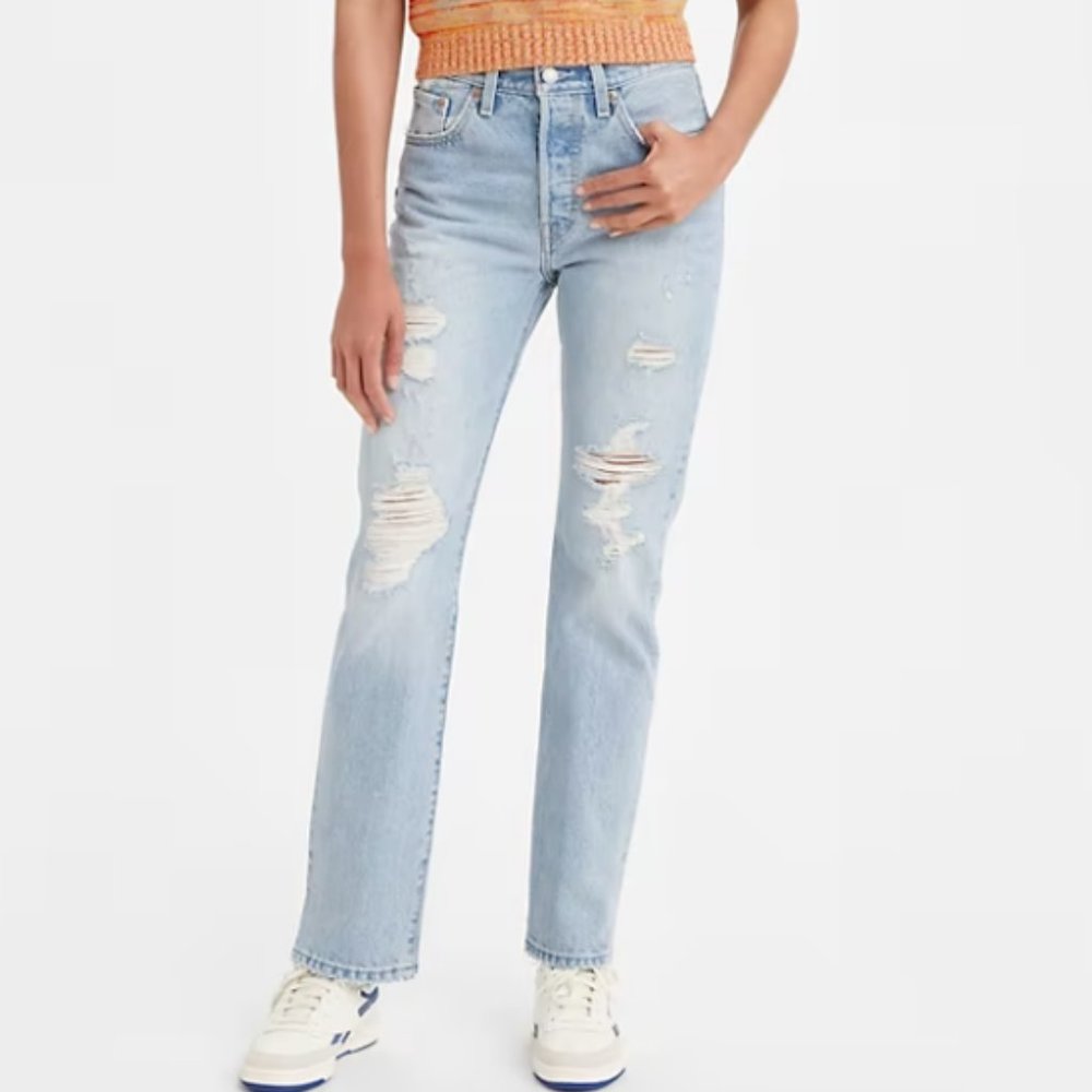 Levi's 501® ORIGINAL FIT WOMEN'S JEANS 23W x 30L Destructed Light Indigo